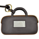 ミュウミュウ miu miu ミラー付キーリング 5TL356 ブラウン ゴールド金具 レザー レディース その他小物