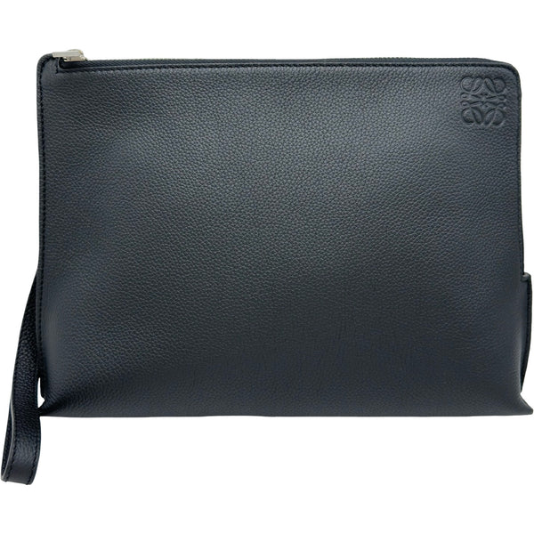 LOEWE ロエベ クラッチバッグ レザー 黒 ドキュメントケース アナグラム ロエベ LOEWE アナグラムLジップクラッチ ブラック シルバー金具