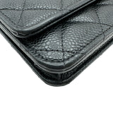 シャネル CHANEL マトラッセチェーンウォレット AP0250 ブラック ゴールド金具 キャビアスキン レディース ショルダーバッグ