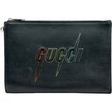 グッチ GUCCI ブレードエンブロイダリークラッチバッグ 597678 ブラック シルバー金具 レザー メンズ クラッチバッグ