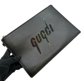 グッチ GUCCI ブレードエンブロイダリークラッチバッグ 597678 ブラック シルバー金具 レザー メンズ クラッチバッグ