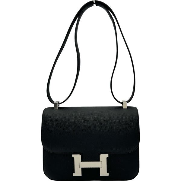 エルメス 黒レザー H型金具付き モカシン 保存袋付き エルメス HERMES コンスタンス3 24 ミロワール G刻印 ブラック