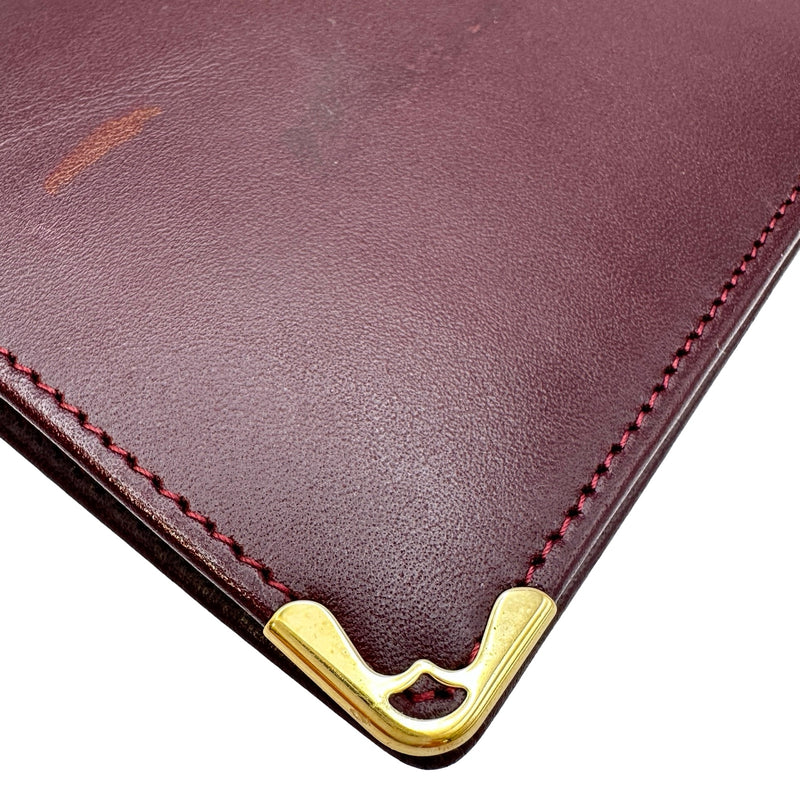 カルティエ Cartier マストライン長財布 ボルドー ゴールド金具 レザー