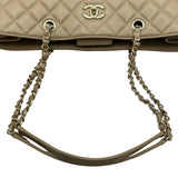 シャネル CHANEL ココマークマトラッセラージショッピングトート A91046 ベージュ ゴールド金具 キャビアスキン レディース トートバッグ