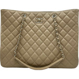 シャネル CHANEL ココマークマトラッセラージショッピングトート A91046 ベージュ ゴールド金具 キャビアスキン レディース トートバッグ