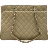 シャネル CHANEL ココマークマトラッセラージショッピングトート A91046 ベージュ ゴールド金具 キャビアスキン レディース トートバッグ