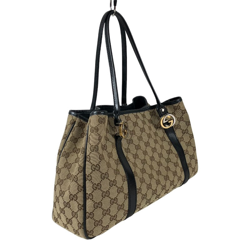 グッチ GUCCI GGツインズ トートバッグ 232957 ブラウン×ベージュ GGキャンバス/レザー レディース トートバッグ