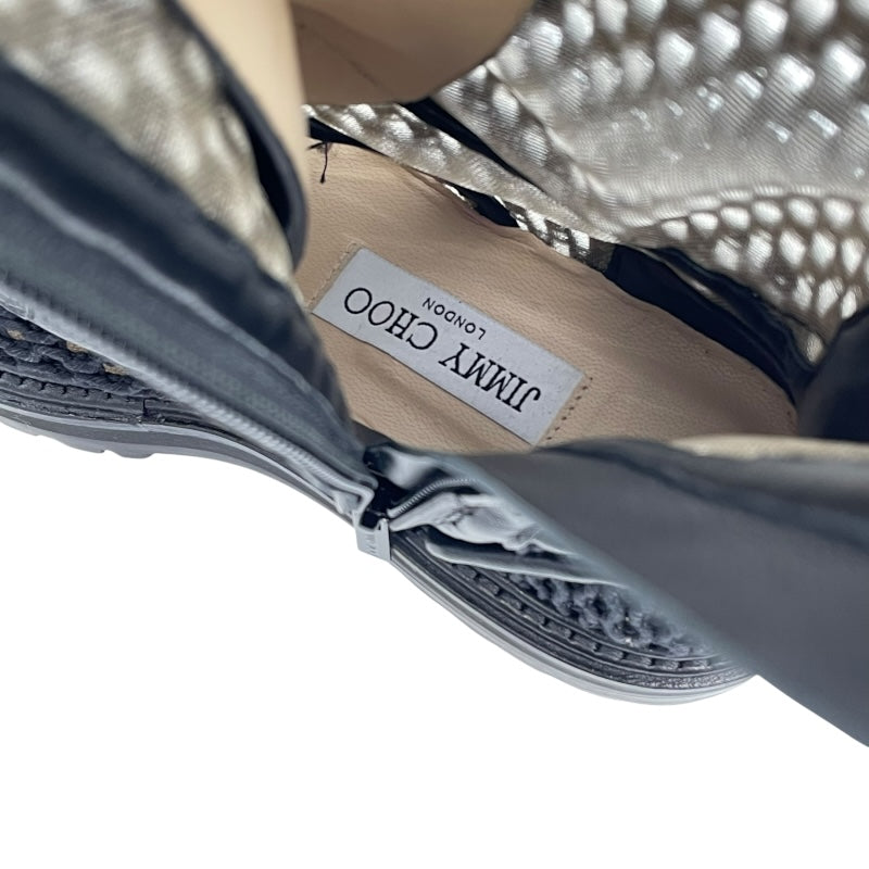 ジミーチュウ JIMMY CHOO メッシュレースアップブーツ ブラック レザー レディース ブーツ