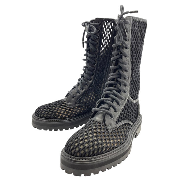 ジミーチュウ JIMMY CHOO メッシュレースアップブーツ ブラック レザー レディース ブーツ