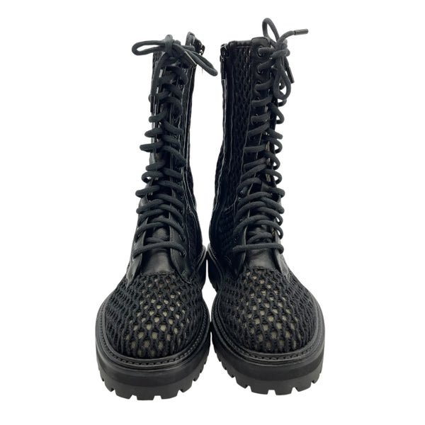 ジミーチュウ JIMMY CHOO メッシュレースアップブーツ ブラック レザー レディース ブーツ
