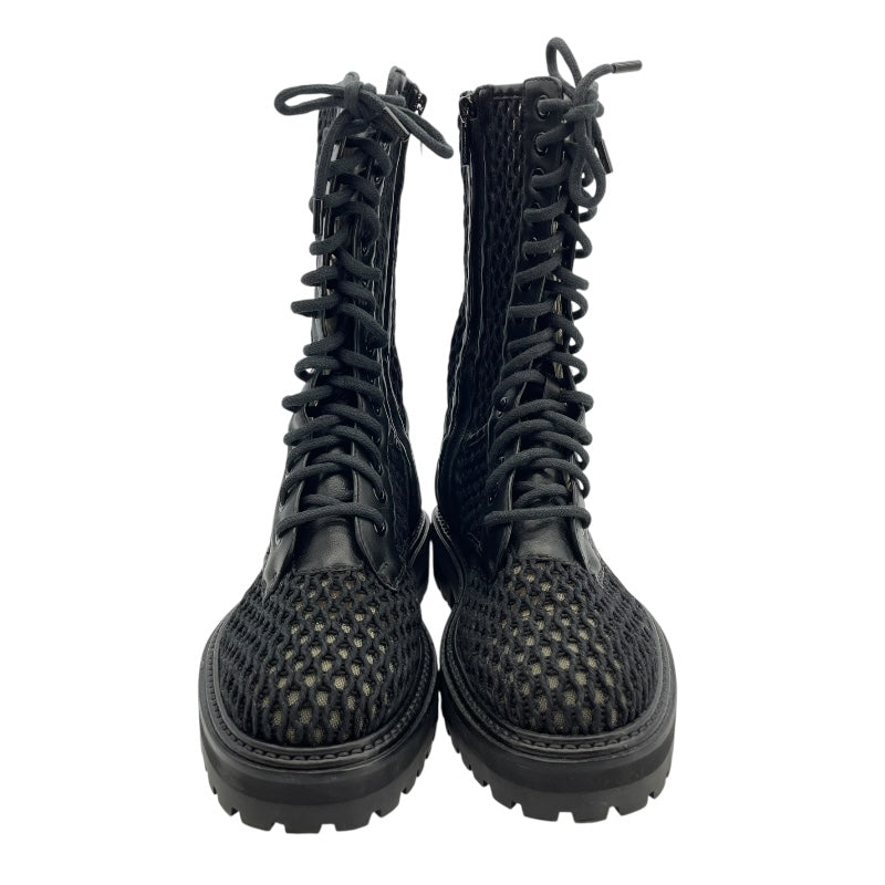 ジミーチュウ JIMMY CHOO メッシュレースアップブーツ ブラック レザー レディース ブーツ
