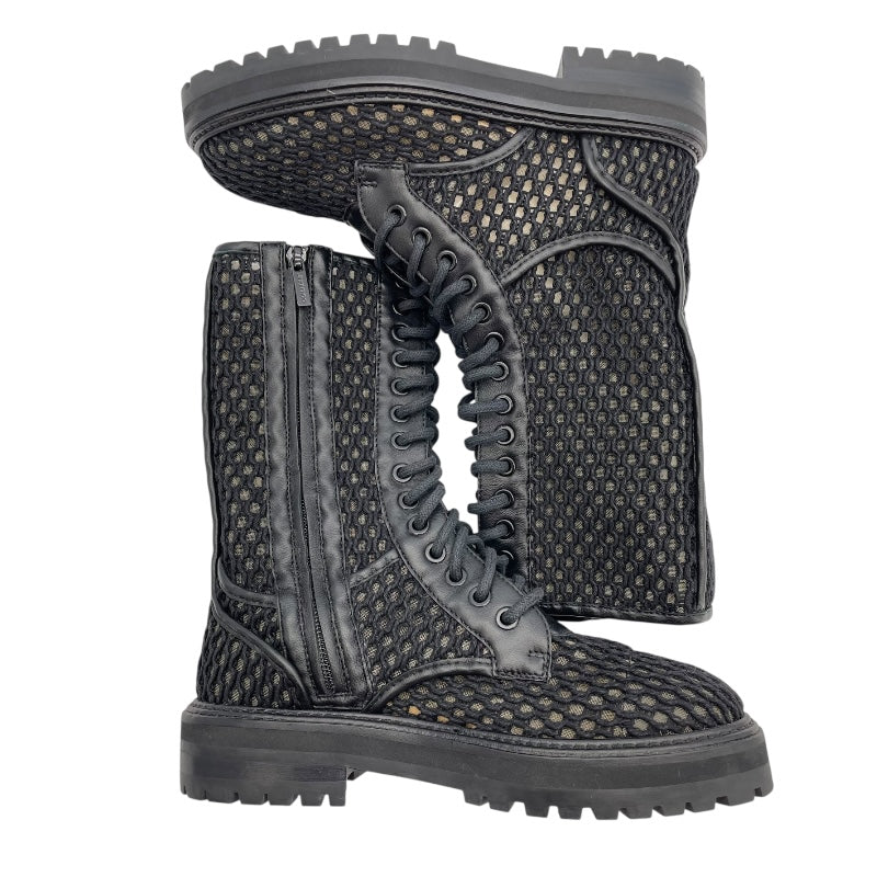 ジミーチュウ JIMMY CHOO メッシュレースアップブーツ ブラック レザー レディース ブーツ