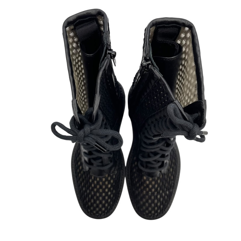 ジミーチュウ JIMMY CHOO メッシュレースアップブーツ ブラック レザー レディース ブーツ