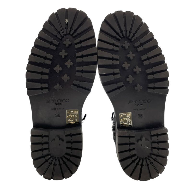 ジミーチュウ JIMMY CHOO メッシュレースアップブーツ ブラック レザー レディース ブーツ