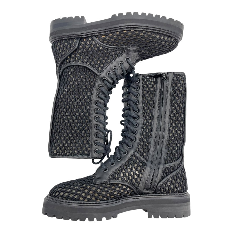 ジミーチュウ JIMMY CHOO メッシュレースアップブーツ ブラック レザー レディース ブーツ