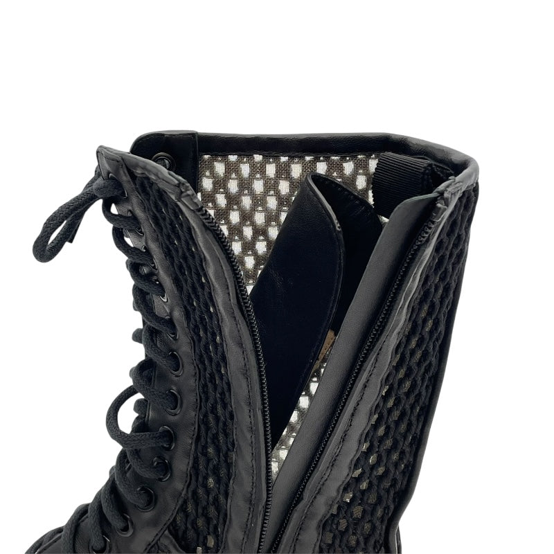 ジミーチュウ JIMMY CHOO メッシュレースアップブーツ ブラック レザー レディース ブーツ
