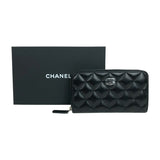 シャネル CHANEL マトラッセスモールジップウォレット AP0226 ブラック シルバー金具 ラムスキン レディース 長財布