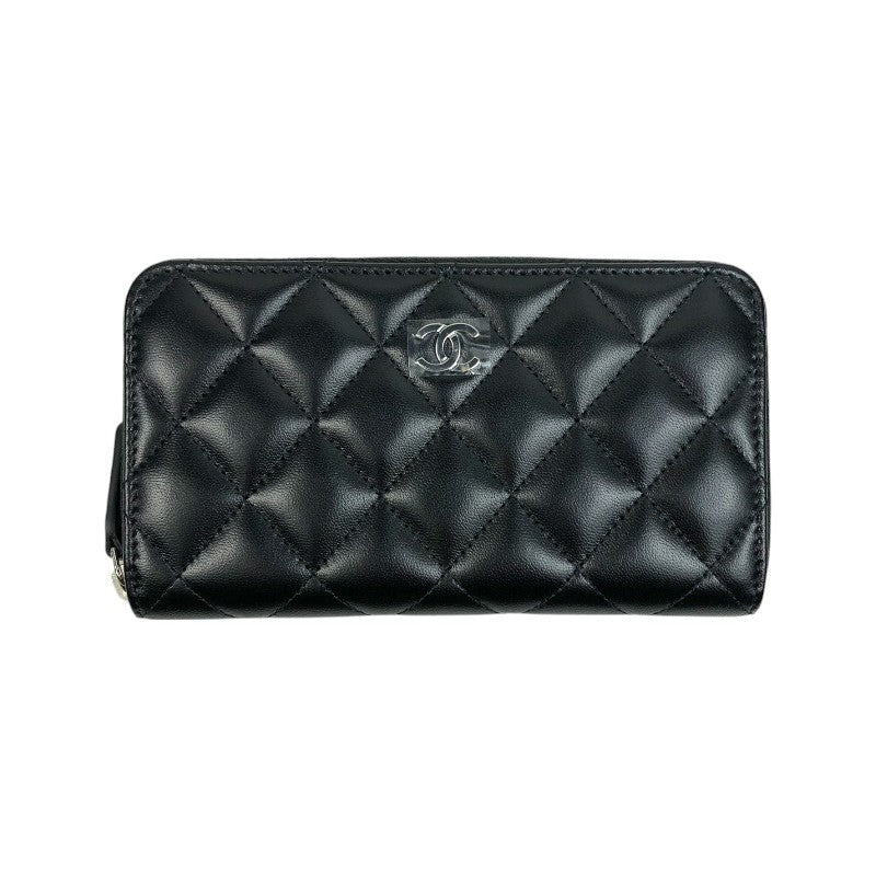 シャネル CHANEL マトラッセスモールジップウォレット AP0226 ブラック シルバー金具 ラムスキン レディース 長財布