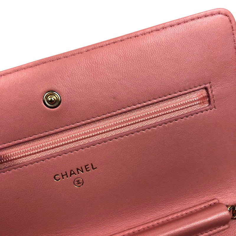 シャネル CHANEL マトラッセチェーンウォレット A33814 ピンク
