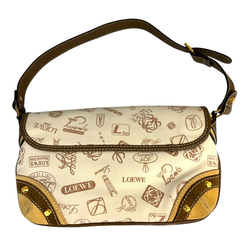ロエベ LOEWE 160周年アニバーサリーロゴショルダー ベージュ キャンバス・レザー・スエード レディース ハンドバッグ