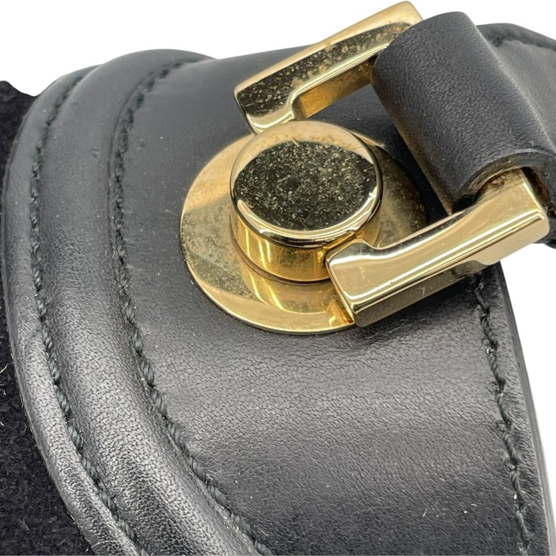 サルヴァトーレ・フェラガモ Salvatore Ferragamo ガンチーニミニショルダーバッグ AX-21 1820 ブラック GD金具 スエード/レザー レディース ショルダーバッグ
