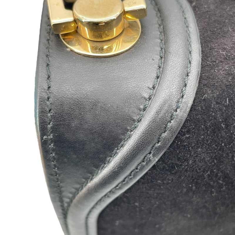 サルヴァトーレ・フェラガモ Salvatore Ferragamo ガンチーニミニショルダーバッグ AX-21 1820 ブラック GD金具 スエード/レザー レディース ショルダーバッグ