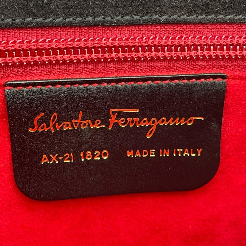 サルヴァトーレ・フェラガモ Salvatore Ferragamo ガンチーニミニショルダーバッグ AX-21 1820 ブラック GD金具 スエード/レザー レディース ショルダーバッグ