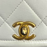 シャネル CHANEL トップハンドルスモールフラップバッグ ホワイト/GD金具 カーフ レディース ハンドバッグ