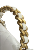 シャネル CHANEL トップハンドルスモールフラップバッグ ホワイト/GD金具 カーフ レディース ハンドバッグ
