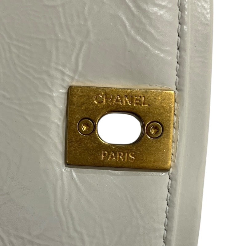 シャネル CHANEL トップハンドルスモールフラップバッグ ホワイト/GD金具 カーフ レディース ハンドバッグ