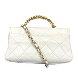 シャネル CHANEL トップハンドルスモールフラップバッグ ホワイト/GD金具 カーフ レディース ハンドバッグ