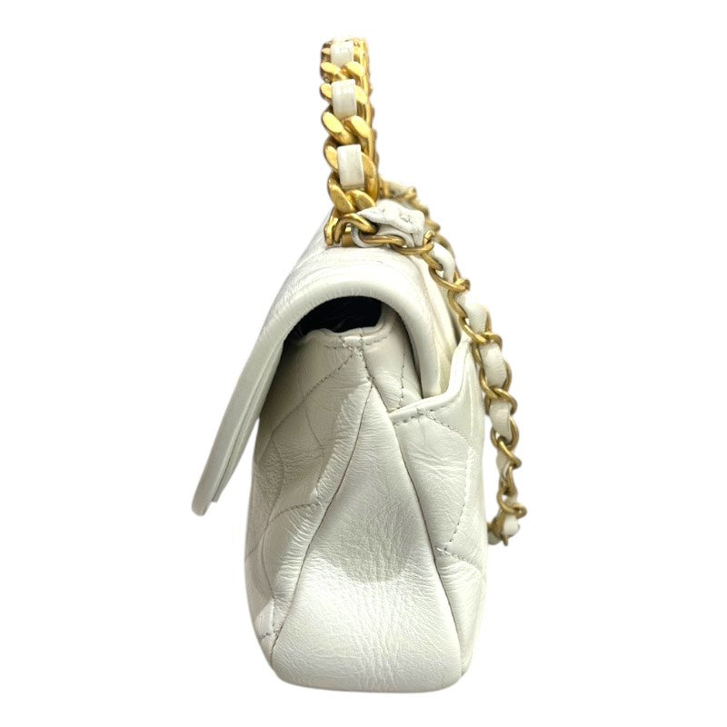 シャネル CHANEL トップハンドルスモールフラップバッグ ホワイト/GD金具 カーフ レディース ハンドバッグ