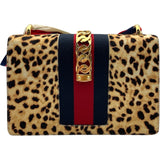 グッチ GUCCI シルヴィ レオパード ハラコ/レザー レディース ショルダーバッグ