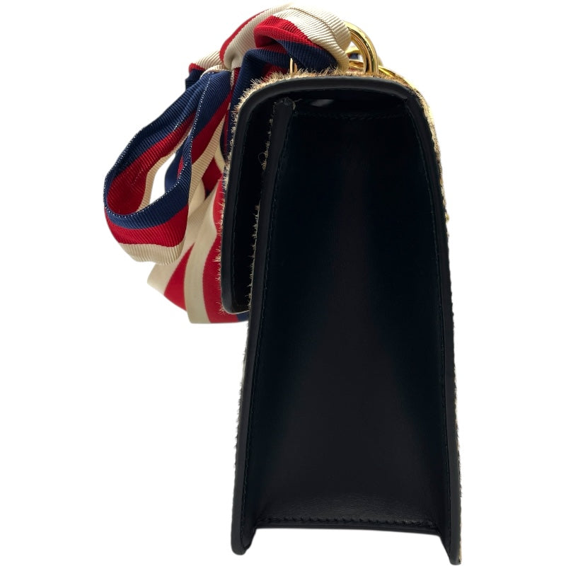 グッチ GUCCI シルヴィ レオパード ハラコ/レザー レディース ショルダーバッグ