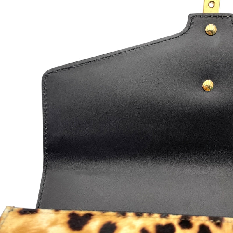 グッチ GUCCI シルヴィ レオパード ハラコ/レザー レディース ショルダーバッグ