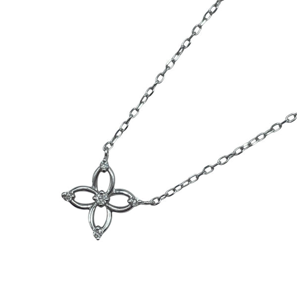 バタフライモチーフ5Pダイヤネックレス ホワイトゴールド K18