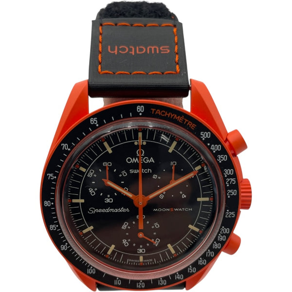 スウォッチ swatch ミッションオンアースラヴァオメガ×スウォッチコラボモデル S0330100 オレンジ バイオセラミック メンズ 腕時計