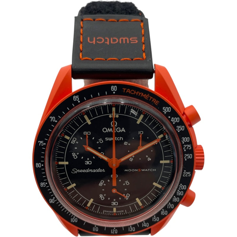 スウォッチ swatch ミッションオンアースラヴァオメガ×スウォッチコラボモデル S0330100 オレンジ バイオセラミック メンズ 腕時計