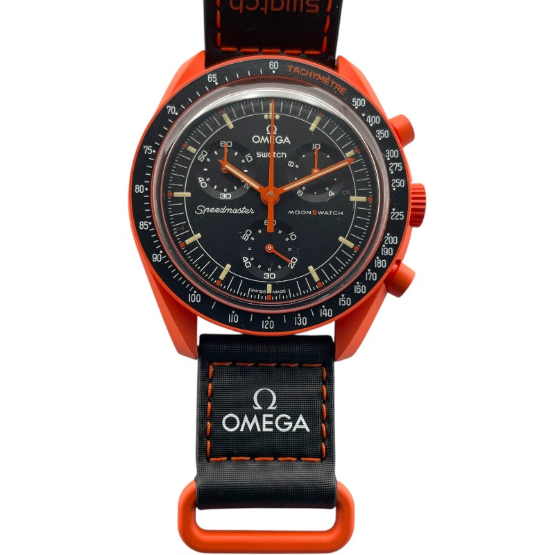 スウォッチ swatch ミッションオンアースラヴァオメガ×スウォッチコラボモデル S0330100 オレンジ バイオセラミック メンズ 腕時計