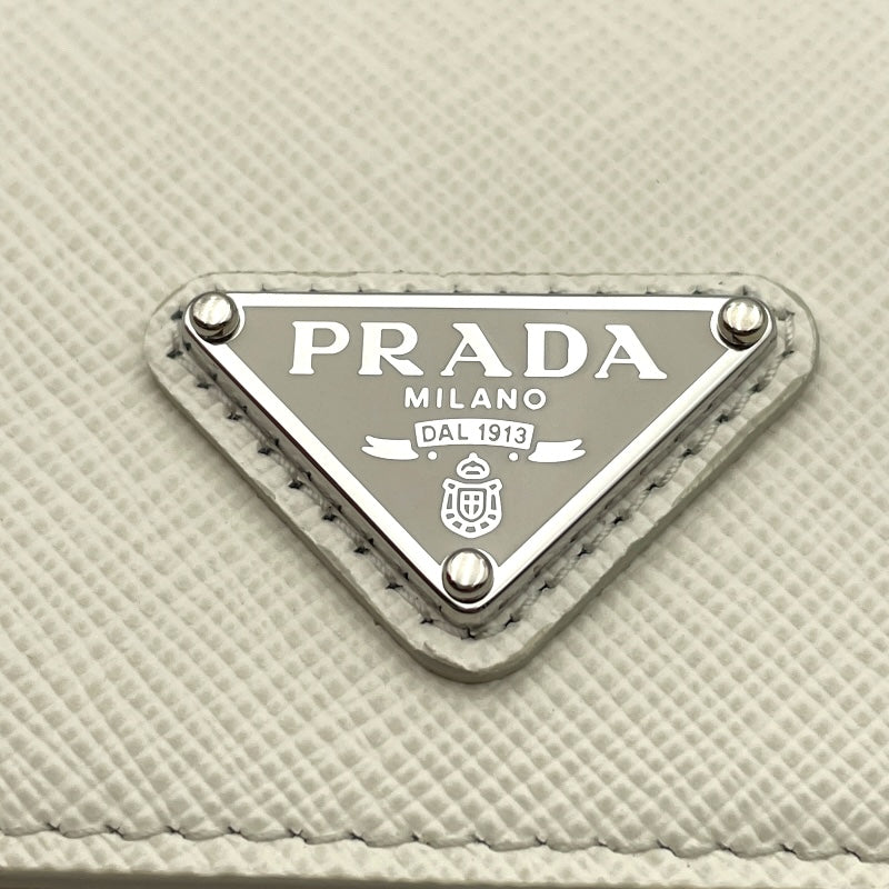 プラダ PRADA トライアングルロゴカードケース 1MC110 ホワイト SV金具 サフィアーノ レディース カードケース