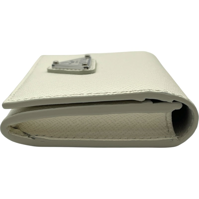 プラダ PRADA トライアングルロゴカードケース 1MC110 ホワイト SV金具 サフィアーノ レディース カードケース