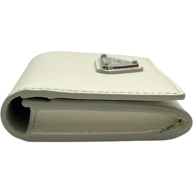 プラダ PRADA トライアングルロゴカードケース 1MC110 ホワイト SV金具 サフィアーノ レディース カードケース