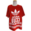 グッチ GUCCI ×adidas ロゴプリント半袖Ｔシャツ 616036 レッド コットン メンズ 半袖Ｔシャツ
