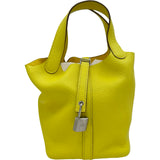 エルメス HERMES ピコタンロックPM B刻印 ライム シルバー金具 トリヨン レディース ハンドバッグ