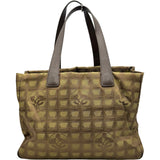 シャネル CHANEL ニュートラベルライントートMM A15991 6番台 カーキ/ブラウン シルバー金具 ナイロン/レザー レディース トートバッグ