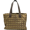 シャネル CHANEL ニュートラベルライントートMM A15991 6番台 カーキ/ブラウン シルバー金具 ナイロン/レザー レディース トートバッグ