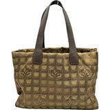 シャネル CHANEL ニュートラベルライントートMM A15991 6番台 カーキ/ブラウン シルバー金具 ナイロン/レザー レディース トートバッグ