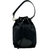 プラダ PRADA 巾着ミニショルダーハンドバッグ ブラック シルバー金具 ナイロン/レザー レディース ハンドバッグ