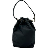 プラダ PRADA 巾着ミニショルダーハンドバッグ ブラック シルバー金具 ナイロン/レザー レディース ハンドバッグ