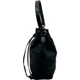 プラダ PRADA 巾着ミニショルダーハンドバッグ ブラック シルバー金具 ナイロン/レザー レディース ハンドバッグ
